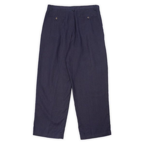 画像2: 00's Eddie Bauer 2タック リネントラウザー "DARK NAVY / W33 L30" (2)
