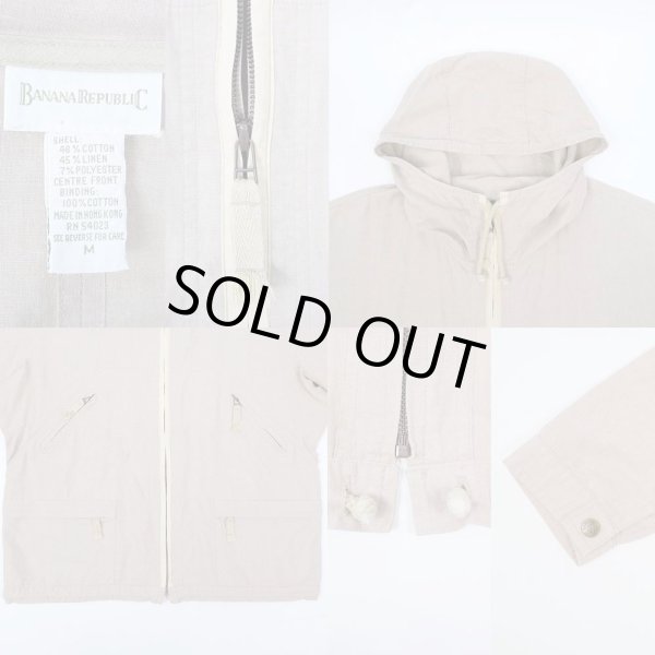 画像3: 90's Banana Republic コットンリネン フーディージャケット (3)