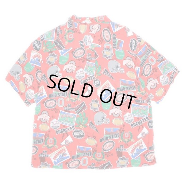 画像2: 00's Lee SPORT 総柄 レーヨンシャツ "OHIO STATE BUCKEYES" (2)