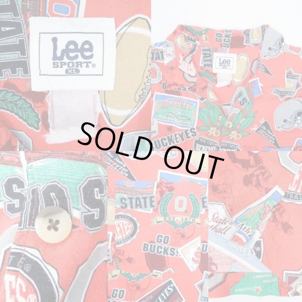 画像3: 00's Lee SPORT 総柄 レーヨンシャツ "OHIO STATE BUCKEYES" (3)