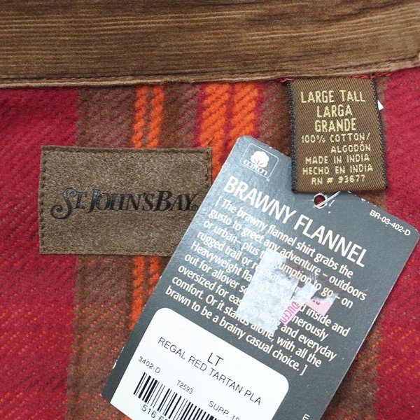 画像2: Late 90's ST JOHN'S BAY ヘビーネルシャツ "DEADSTOCK / RED PLAID" (2)