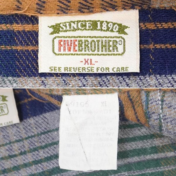 画像2: 90's FIVE BROTHER ヘビーネルシャツ "MADE IN USA" (2)
