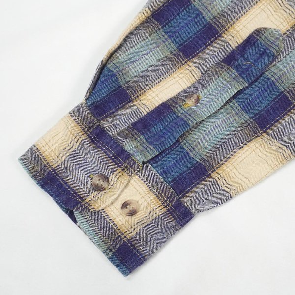 画像4: 90's BACK PACKER フランネル ボタンダウンシャツ "Blue Plaid" (4)
