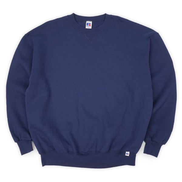 画像1: 90's RUSSELL 前V ブランクスウェット "MADE IN USA / NAVY / XXL" (1)