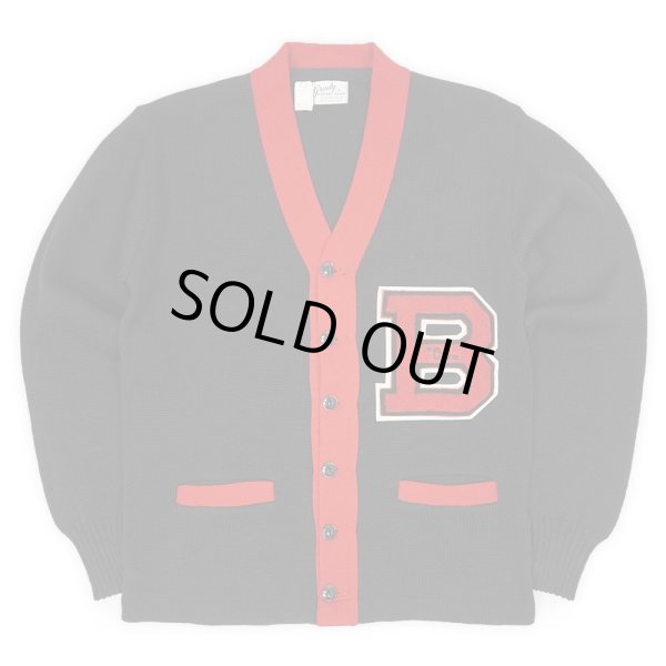 画像1: 60's Grady レタードカーディガン “BLACK×RED / DEADSTOCK” (1)