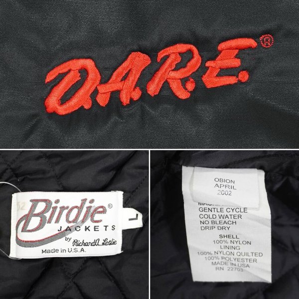 画像3: Early 00's D.A.R.E ナイロンサテンスタジャン "ALL BLACK / MADE IN USA" (3)