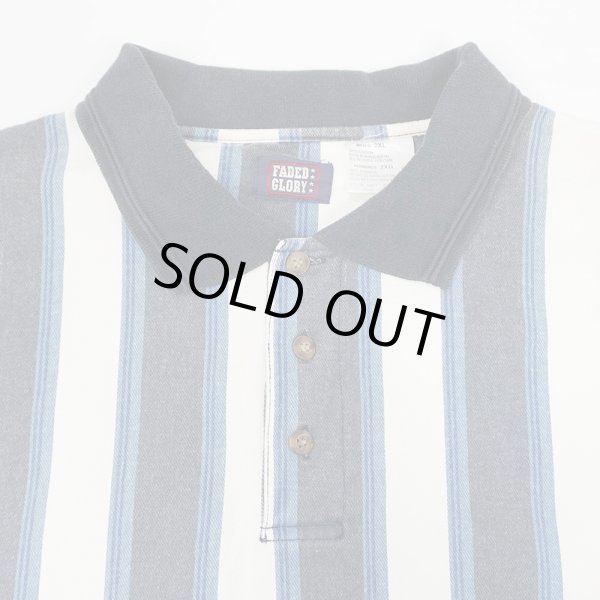 画像3: 90's FADED GLORY マルチストライプ柄 L/S ポロシャツ (3)