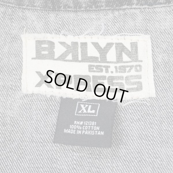 画像3: 00's BROOKLYN XPRESS ブラックデニム ベースボールシャツ (3)