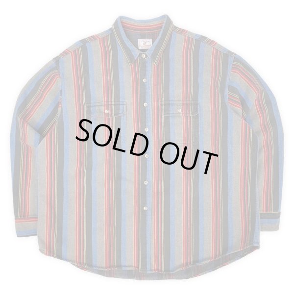 画像1: Late 90's Prentiss マルチストライプ柄 ヘビーネルシャツ (1)