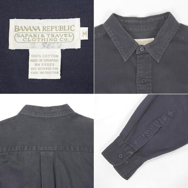 画像2: 80-90's Banana Republic コットンワークシャツ "BLACK" (2)
