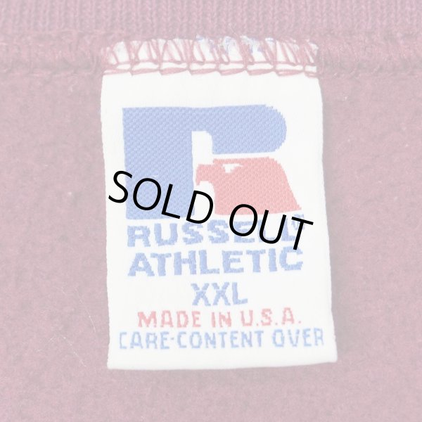 画像2: 90's RUSSELL 前V ブランクスウェット "MADE IN USA / BURGUNDY / XXL" (2)