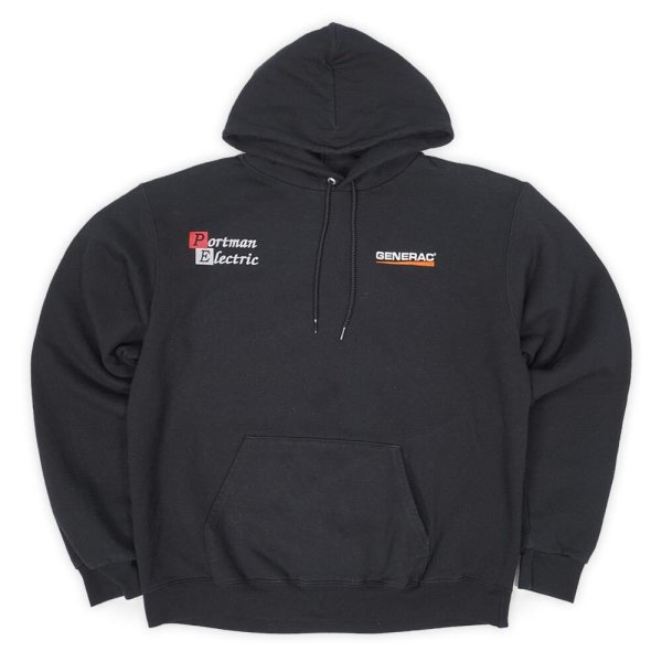 画像1: 00's Champion 企業ロゴ刺繍/プリント スウェットパーカー "BLACK" (1)