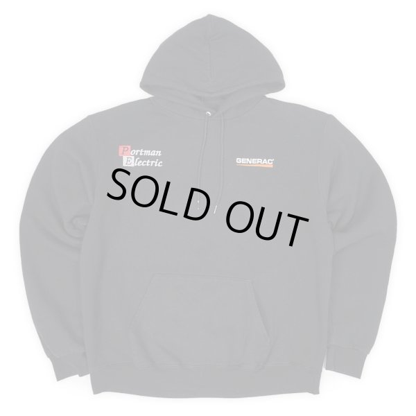 画像1: 00's Champion 企業ロゴ刺繍/プリント スウェットパーカー "BLACK" (1)