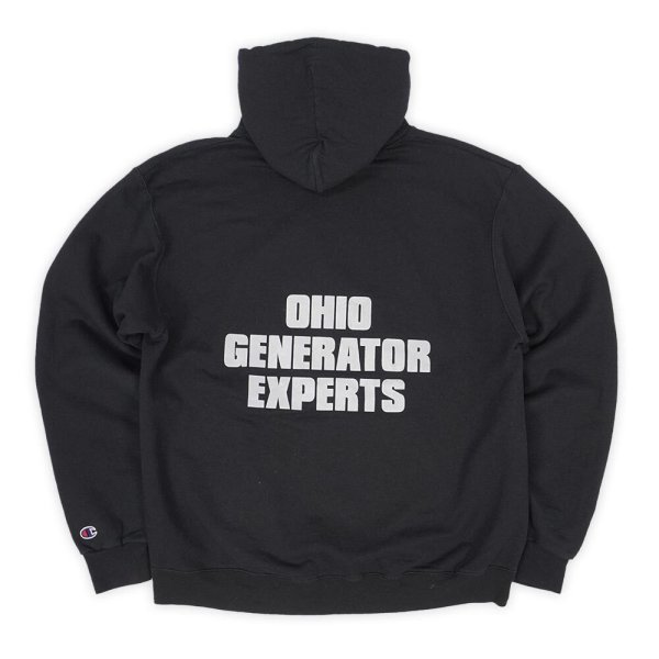 画像2: 00's Champion 企業ロゴ刺繍/プリント スウェットパーカー "BLACK" (2)