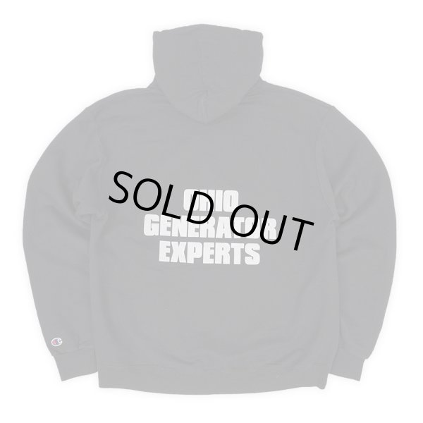 画像2: 00's Champion 企業ロゴ刺繍/プリント スウェットパーカー "BLACK" (2)