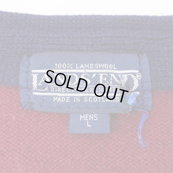 画像2: 80's LANDS' END マルチボーダー柄 ラムウールカーディガン "MADE IN SCOTLAND" (2)