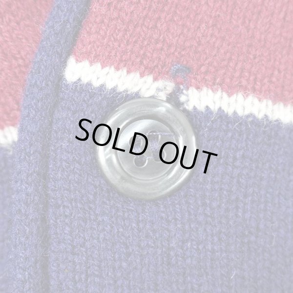 画像3: 80's LANDS' END マルチボーダー柄 ラムウールカーディガン "MADE IN SCOTLAND" (3)