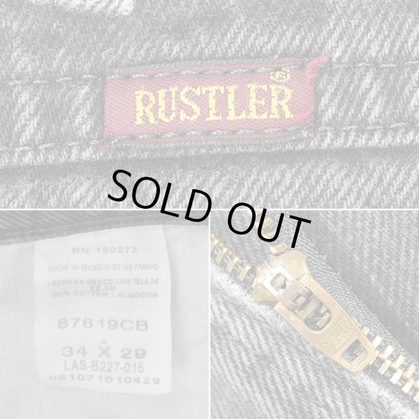 画像3: 00's RUSTLER ブラックデニムパンツ "W34 L29" (3)