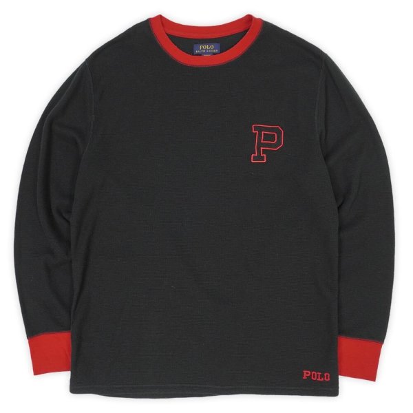 画像1: 00's Polo Ralph Lauren L/S Pロゴ刺繍 サーマル (1)