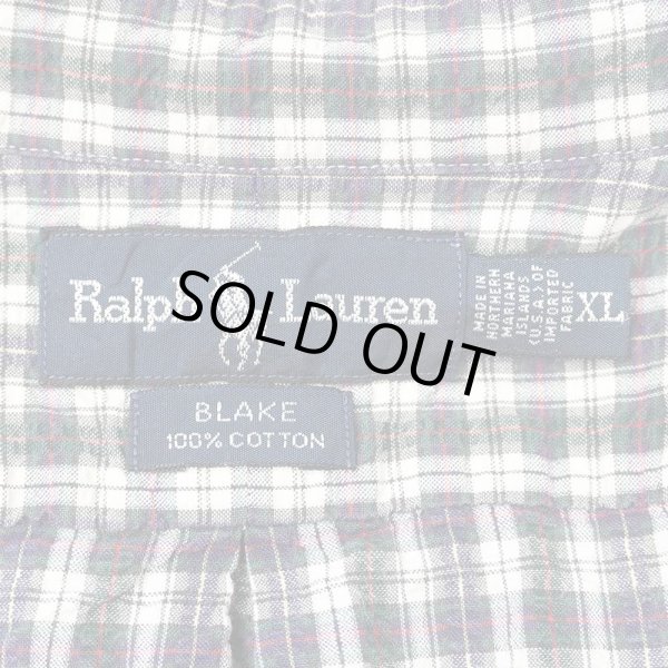 画像2: 90's Polo Ralph Lauren S/S シアサッカー ボタンダウンシャツ "BLAKE" (2)
