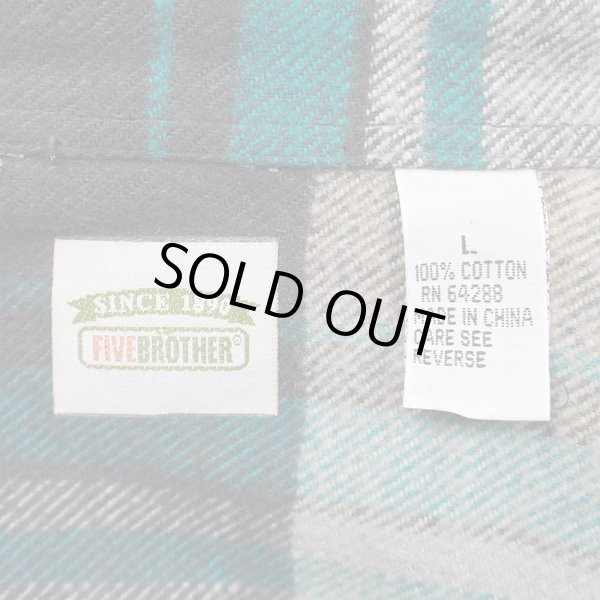 画像3: 90-00's FIVE BROTHER ヘビーネルシャツ "DEADSTOCK / Black Plaid" (3)