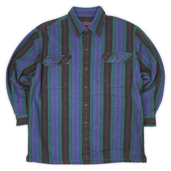 画像1: 90's ROUNDTREE & YORKE マルチストライプ柄 ヘビーネルシャツ (1)