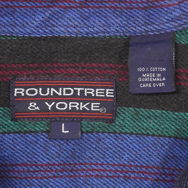 画像2: 90's ROUNDTREE & YORKE マルチストライプ柄 ヘビーネルシャツ (2)