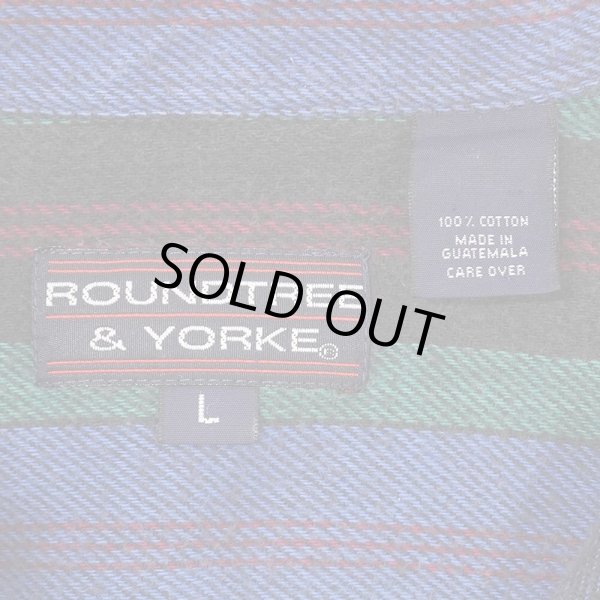 画像2: 90's ROUNDTREE & YORKE マルチストライプ柄 ヘビーネルシャツ (2)