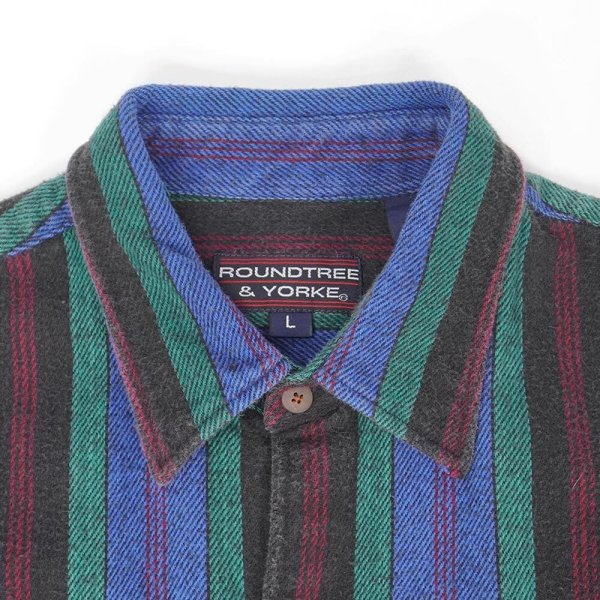 画像3: 90's ROUNDTREE & YORKE マルチストライプ柄 ヘビーネルシャツ (3)