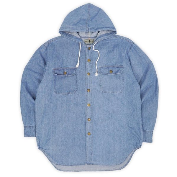 画像1: 90's ROBERT STOCK フーディー ダンガリーシャツ (1)