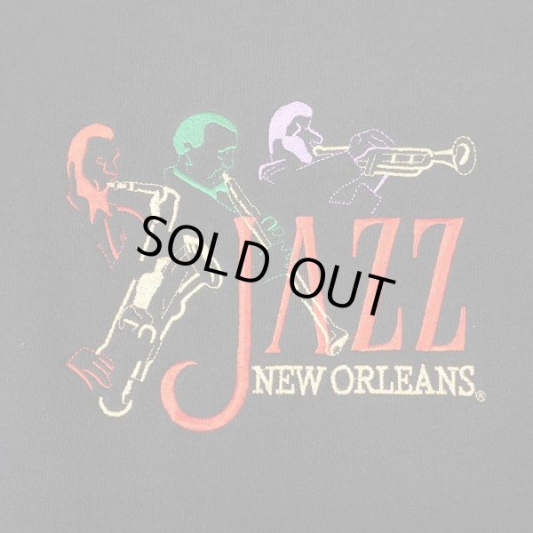 画像3: 90's JAZZ NEW ORLEANS ロゴ刺繍 スウェット "BLACK / MADE IN USA" (3)