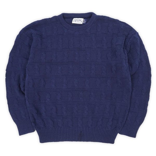 画像1: 90's HONORS ケーブル編み コットンニット "MADE IN USA" (1)