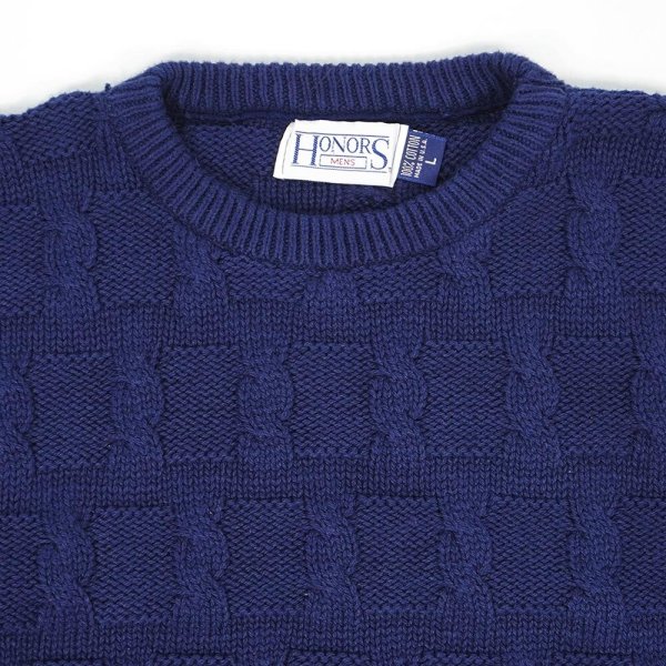 画像3: 90's HONORS ケーブル編み コットンニット "MADE IN USA" (3)