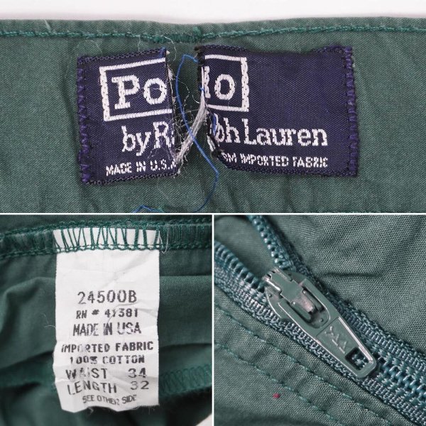 画像4: 90's Polo Ralph Lauren 2タック ポプリントラウザ― "MADE IN USA / GREEN" (4)