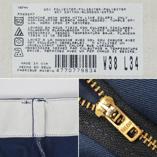 画像4: 90's Dickies 874 ワークパンツ "DEADSTOCK / NAVY / W38 L34" (4)