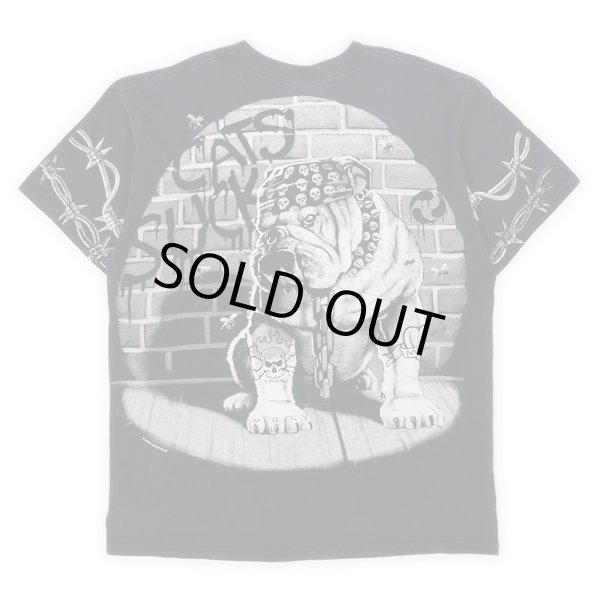 画像2: 90-00's LIQUID BLUE オールオーバープリントTシャツ "CATS SUCK BULLDOG" (2)