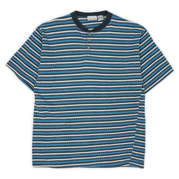 画像1: 90's Willow Bay ヘンリーネック マルチボーダーTシャツ (1)