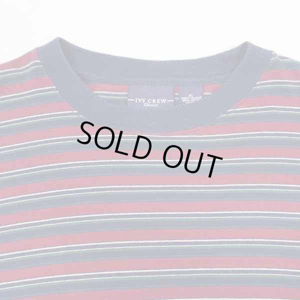 画像3: 90-00's IVY CREW マルチボーダーTシャツ “Burgundy Base” (3)