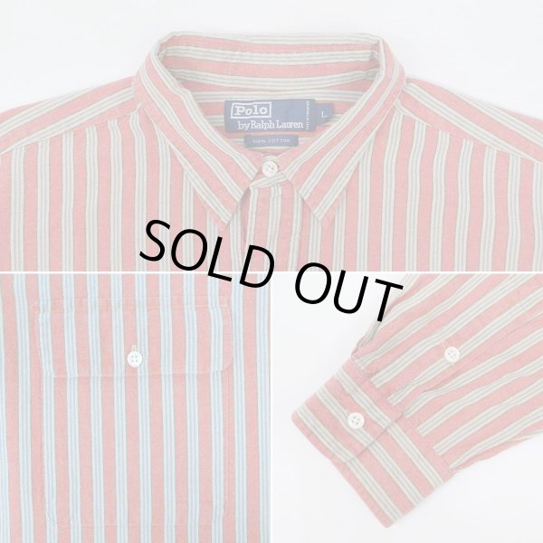 画像4: 90's Polo Ralph Lauren マルチストライプ柄 ワークシャツ (4)