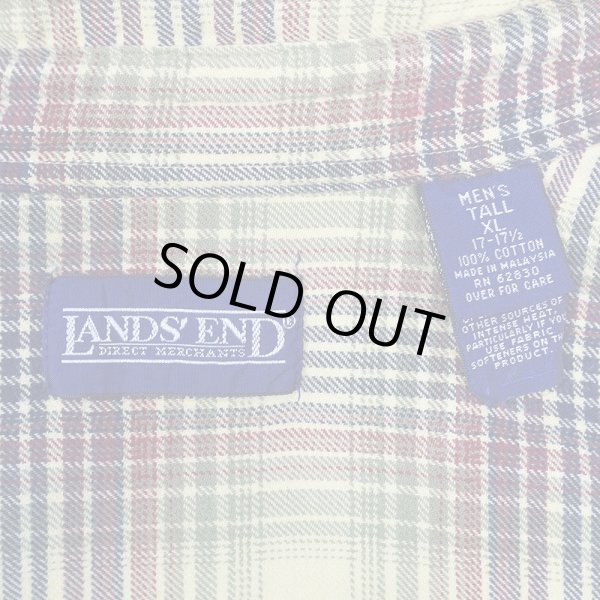 画像2: 90's LANDS' END フランネル ボタンダウンシャツ "Ombre Plaid" (2)