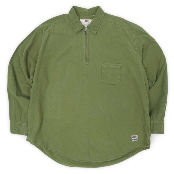 画像1: 90-00's Levi's ハーフジップ シャモアクロスシャツ (1)