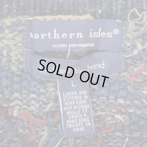 画像2: 90's Northern isles 総柄 コットンハンドニット (2)