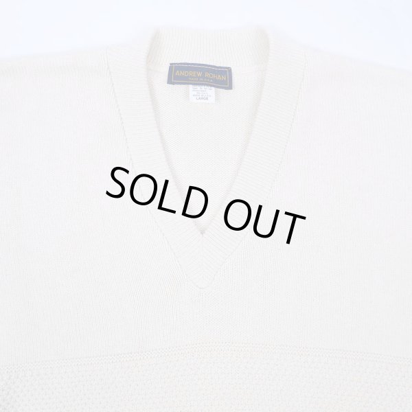 画像4: 90's ANDREW ROHAN Vネック コットンニット "MADE IN USA / DEADSTOCK" (4)