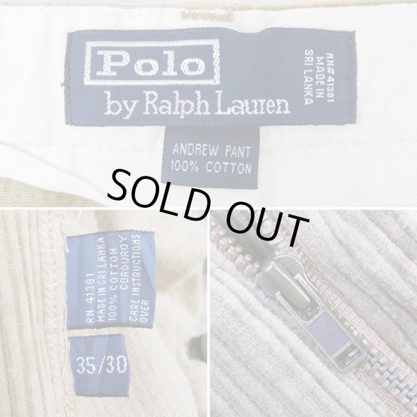 画像4: 90's Polo Ralph Lauren 2タック 太畝コーデュロイトラウザー “ANDREW PANT / KHAKI” (4)