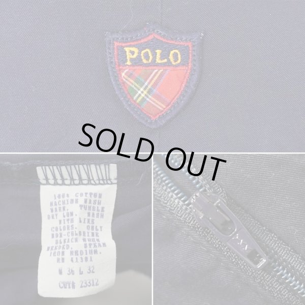 画像4: 90's Polo Ralph Lauren 2タック ポプリントラウザ― "MADE IN USA / NAVY" (4)