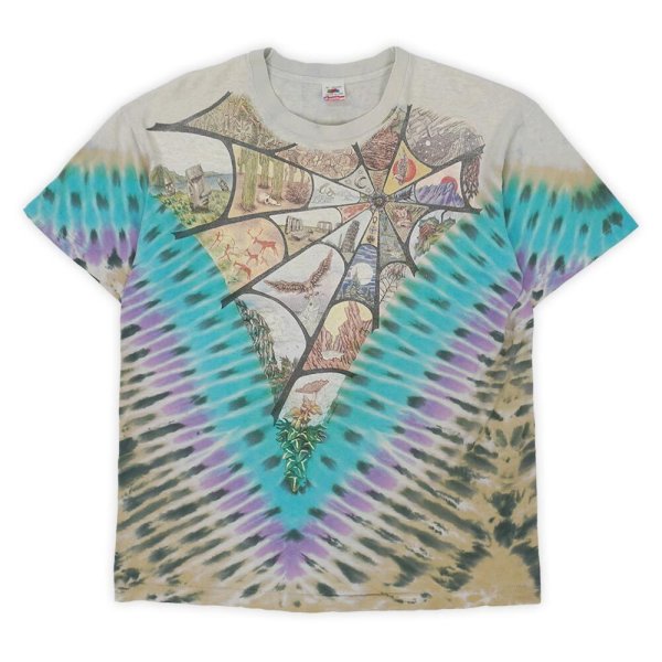 画像1: Early 90's LIQUID BLUE タイダイ×オーバープリントTシャツ "MADE IN USA" (1)