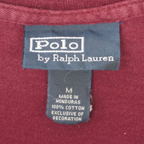 画像2: 00's Polo Ralph Lauren ロゴ刺繍 Tシャツ "Burgundy" (2)