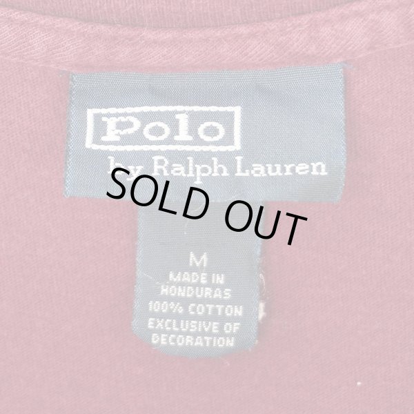 画像2: 00's Polo Ralph Lauren ロゴ刺繍 Tシャツ "Burgundy" (2)