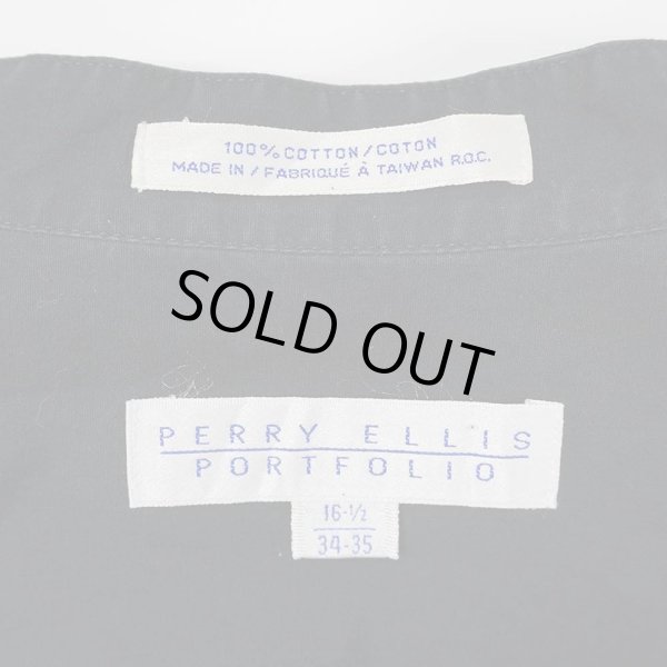 画像2: 00's PERRY ELLIS バンドカラーシャツ “BLACK” (2)