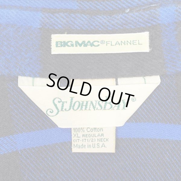 画像2: 90's ST. JOHN'S BAY ヘビーネルシャツ "Blue×Black Plaid / BIG MAC FLANNEL / MADE IN USA" (2)